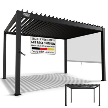 Juskys Lamellendach Tahiti 3x5,9 m - Stahl Pergola - Terrassenüberdachung stabil