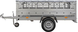 UNITRAILER Large Trailer 230 x 125 cm with Flat Tarpaulin, Mesh and Jockey Wheel - Garden Trailer 230 Kipp