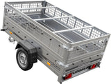 UNITRAILER Large Trailer 230 x 125 cm with Flat Tarpaulin, Mesh and Jockey Wheel - Garden Trailer 230 Kipp
