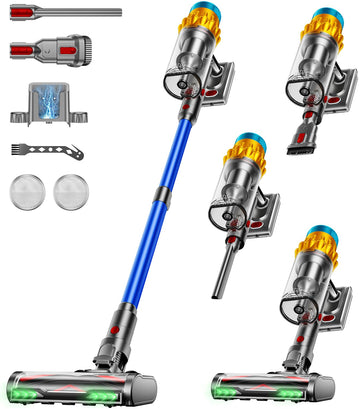 AIDTIPS Akku Staubsauger, 50KPA/600W/70Mins Staubsauger Kabellos mit Selbststehend